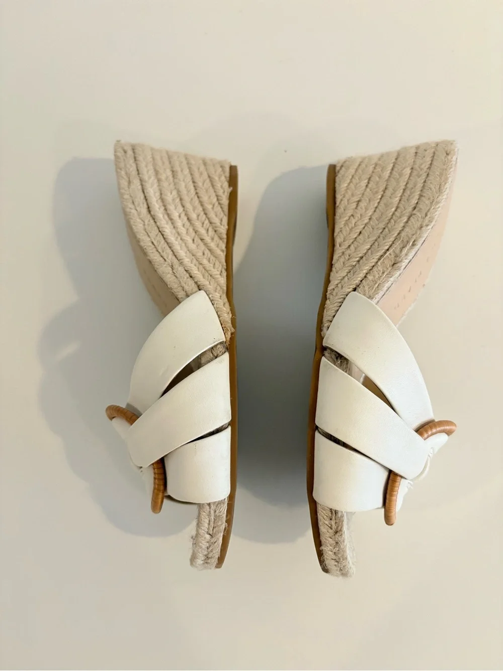 Veronica Beard || Ivy Woven Wedge Espadrille Sandals White Tan 5
